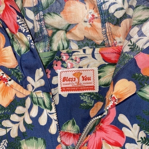 GORGEOUS Vintage Bless You Floral Long Sleeve Zip-up Crop Style Jacket Size Med - Picture 7 of 15